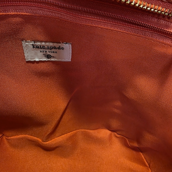 Kate Spade Elegant Pink And Orange  Woven Tote Bag with Bow Accent - Picture 4 of 6